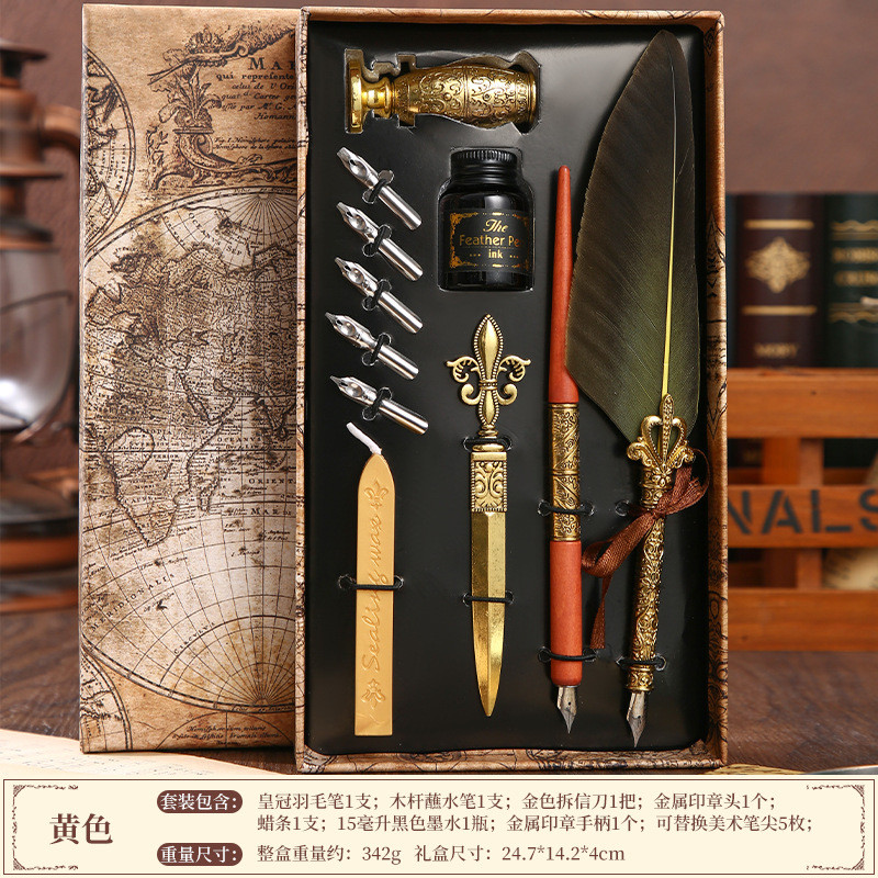 Vintage European Style Quill Pen Set